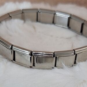 Stainless Square Charm Stretch Bracelet